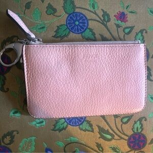 Fendi Pebbled Leather Card, Coin and Key - Dusty Rose